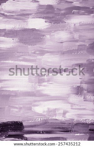 Modern abstract original oil painting close-up. Purple white color picture. Artwork is painted on canvas. May be used for a graphic art, as a layout background, brochure or web template background.
