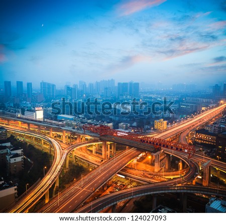 urban overpass at dusk,city traffic background