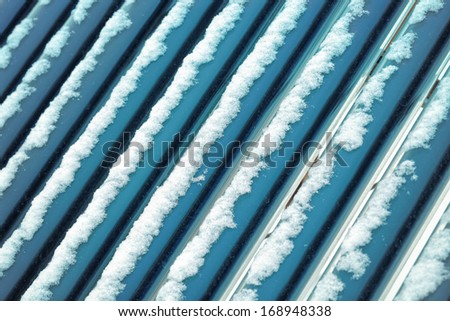 solar water heater in winter with snow covered