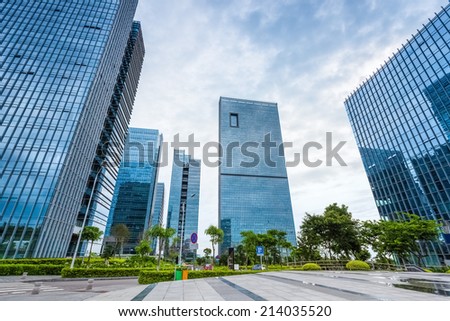 modern international business operations center  with glass architecture in cloudy