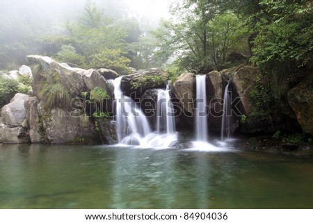 beautiful waterfall at the black dragon pool in lushan,China