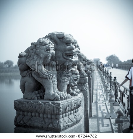chinese marco polo bridge of the stone lion statue