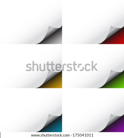 A vector background illustration set of abstract, turned pages.