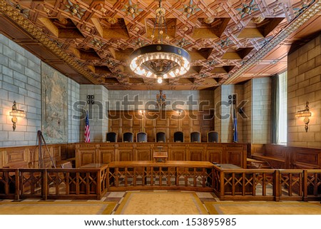 LINCOLN, NEBRASKA - AUGUST 18: An empty State Supreme Court Chamber of the Nebraska State Capitol building on August 18, 2013 in Lincoln, Nebraska