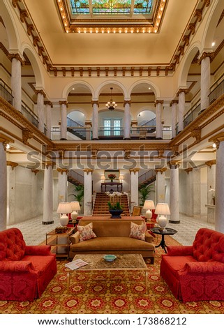 Little Rock, Arkansas - January 16: Lobby Of The Historic Capital Hotel ...