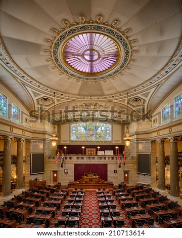 JEFFERSON CITY, MISSOURI - JULY 21: House of Representatives chamber of the Missouri State Capitol on July 21, 2014 in Jefferson City, Missouri