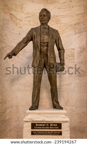 CHARLESTON, WEST VIRGINIA - DECEMBER 18: Statue of Senator Robert C. Byrd in the West Virginia State Capitol building on December 18, 2014 in Charleston, West Virginia