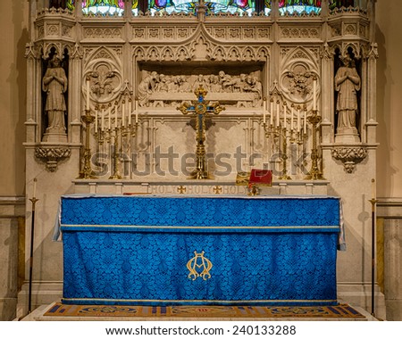 RALEIGH, NORTH CAROLINA - DECEMBER 12: Altar of the Church of the Good Shepherd on December 12, 2014 in Raleigh, North Carolina