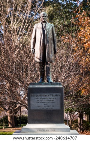 COLUMBIA, SOUTH CAROLINA - DECEMBER 10: Monument to Benjamin Ryan Tillman, South Carolina Governor, on the grounds of the State House on December 10, 2014 in Columbia, South Carolina