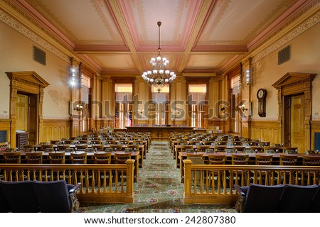ATLANTA, GEORGIA - DECEMBER 2: Old Supreme Court Chamber (now the Appropriations Room) in the Georgia State Capitol building on December 2, 2014 in Atlanta, Georgia