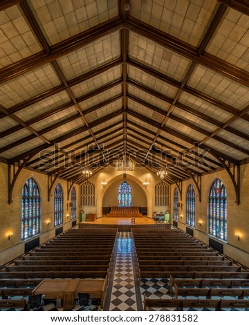 HOLLAND, MICHIGAN - MAY 13: Dimnent Memorial Chapel on the campus of Hope College on May 13, 2015 in Holland, Michigan