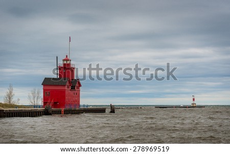 The Holland Harbor Light, known as Big Red, in Holland, Michigan