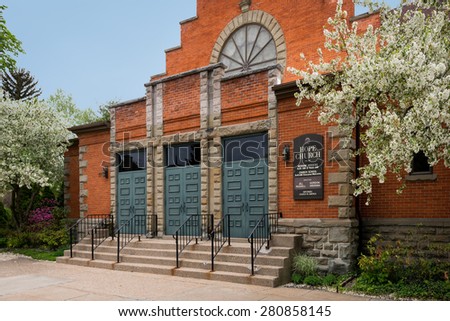 HOLLAND, MICHIGAN - MAY 12: Entrance to the Hope Church on West 11th Street on May 12, 2015 in Holland, Michigan
