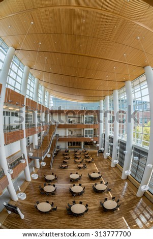 CHAMPAIGN, ILLINOIS - SEPT 5: The Business Instructional Facility (BIF) building at 515 E. Gregory Drive on the campus of the University of Illinois on September 5, 2015 in in Champaign, Illinois