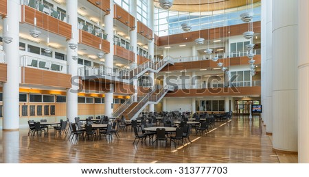 CHAMPAIGN, ILLINOIS - SEPT 5: The Business Instructional Facility (BIF) building at 515 E. Gregory Drive on the campus of the University of Illinois on September 5, 2015 in in Champaign, Illinois