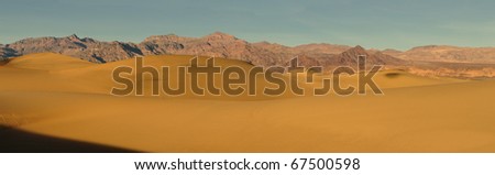 Panoramic of the Mesquite Sand Dunes in Death Valley National Park, California