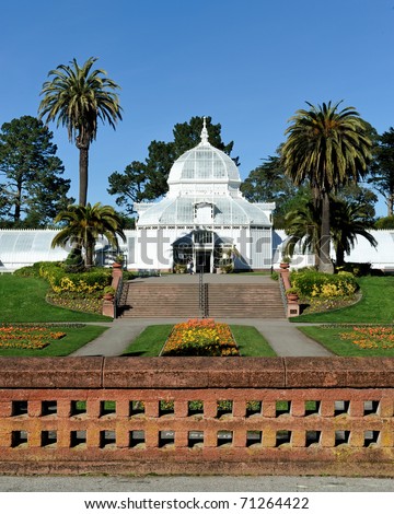 The Conservatory of Flowers building at Golden Gate Park in San Francisco, California