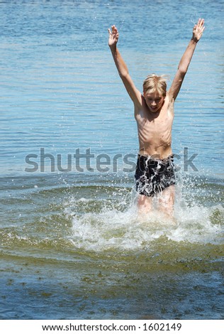 teenager jumps in water
