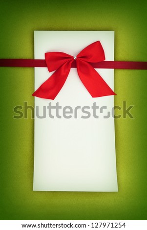 Empty card on green background