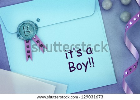 Baby blue envelope with sealing wax stamp