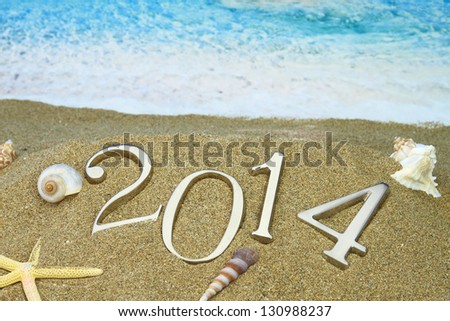 New year 2014 on the beach