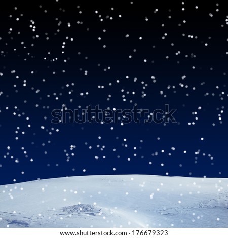 Fresh snow cover, at night. Winter background