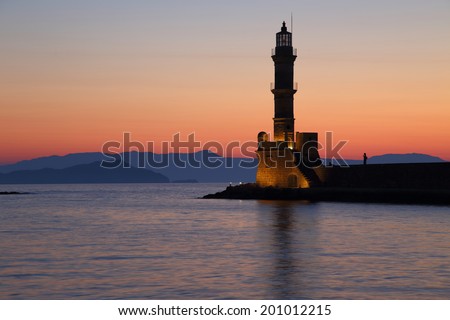 Scenic view of lighthouse in Chania Crete Greece