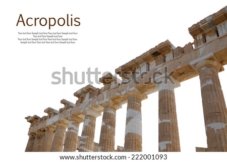 Ruins isolated on white background with copy-space