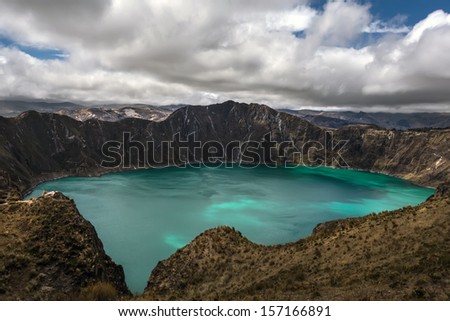 Quilotoa is a water-filled caldera that was formed by the collapse of the volcano following a catastrophic eruption about 800 years ago. Quilotoa is a tourist site of growing popularity.