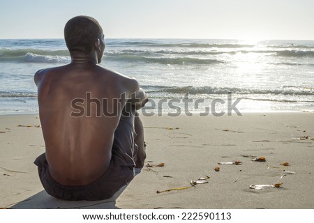 Similar – Image, Stock Photo Rear view of topless beautiful woman wearing nothing but straw sun hat realaxing on wild coast of Adriatic sea on a beach in shade of pine tree. Relaxed healthy lifestyle concept.