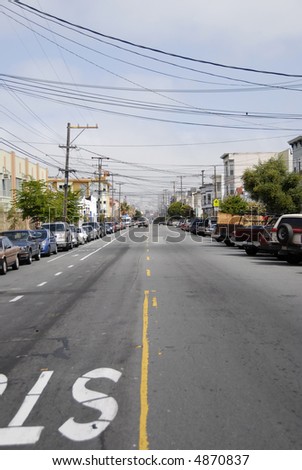 A residential street in the Mission District in San Francisco