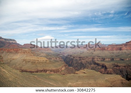 A view from within the Grand Canyon, looking West from Horsehoe Mesa