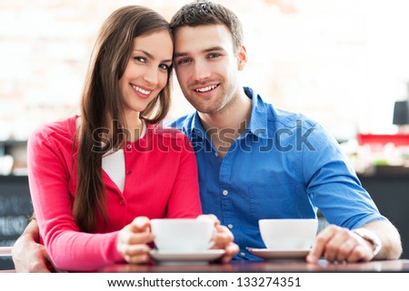 Young couple at cafe