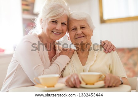 Image, Stock Photo Senior woman spending quality time with her daughter