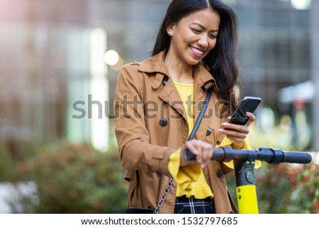 Image, Stock Photo Activating electric scooter from smartphone