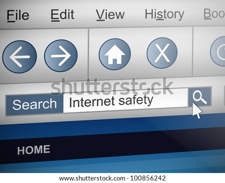 Illustration depicting a computer screen shot with a internet safety search concept.