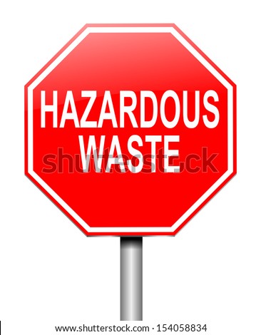 Illustration depicting a sign with a hazardous waste concept.
