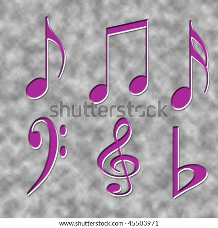 GRAY WATER BACKGROUND MUSIC SYMBOLS OF PINK