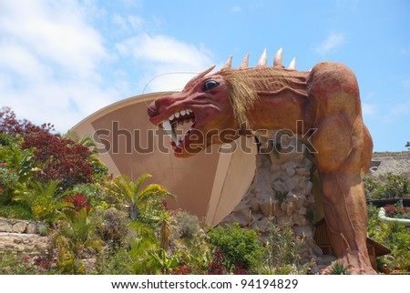 TENERIFE ISLAND, SPAIN - MAY 17: The Dragon water attraction in Siam Park on May 17, 2010 in Tenerife, Spain.The Dragon is a ProSlide Tornado with a light show inside the 20-meter wide funnel