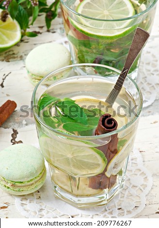 Moroccan tea with mint, lime and cinnamon