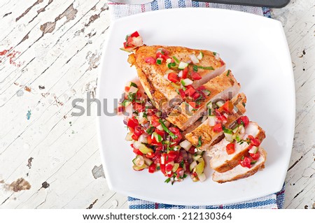 Grilled chicken breast with fresh  tomato salsa