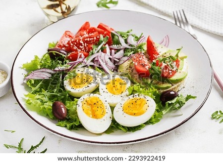 Similar – Image, Stock Photo Delicious avocado and ricotta toast served on plate
