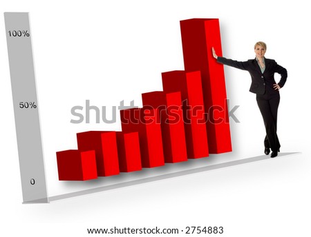 business women standing beside big business graph