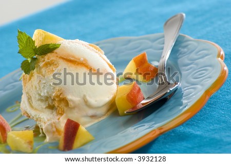 peach or apricot ice cream close up shoot