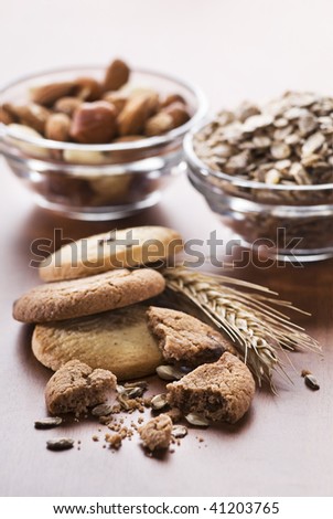Healthy cookies with seeds close up shoot
