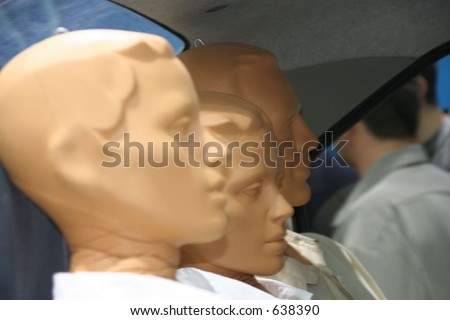 crash test dummies during auto show
