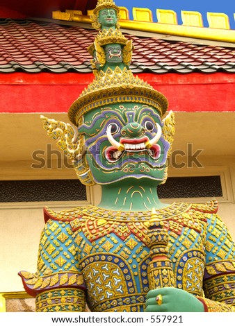 Face  of ancient Siamese Temple Guard