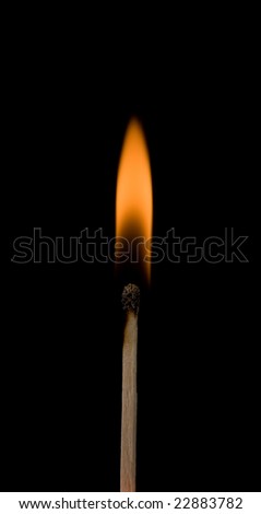 Match and Flame on Black Background