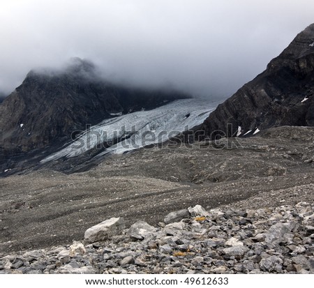 extreme terrain and hidden mountain peak of the european alps.