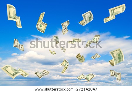 Dollars falling from the blue sky.